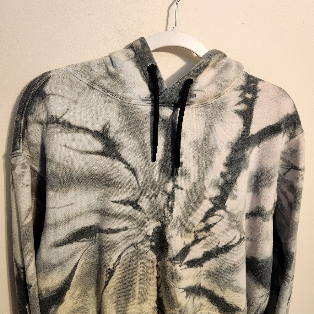 CSG | Women's Tie-Dye Hoodie Sweatshirt Black, Gray and White (Size Large) - Picture 3 of 16